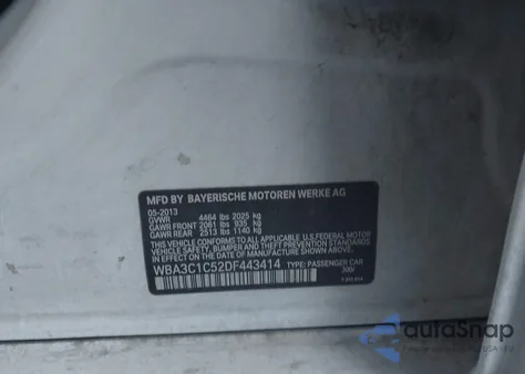 2013 BMW 328I z USA, uszkodzony, nr VIN WBA3C1C52DF443414